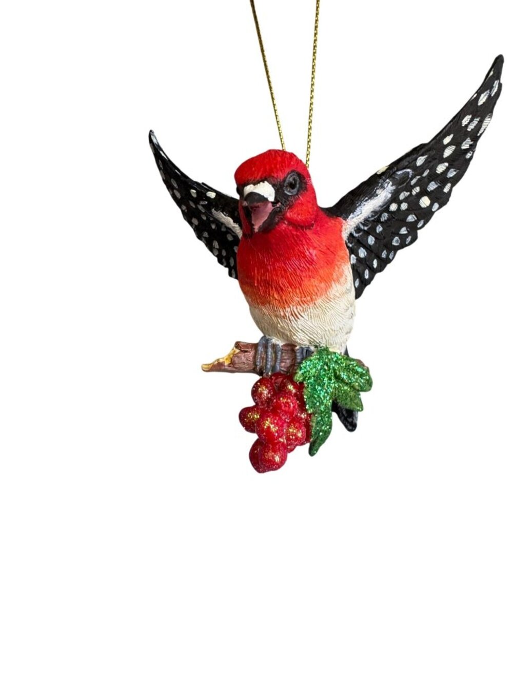 Danbury Mint Red Bird Ornament Hand-Painted Hanging Resin Decoration - Picture 5 of 7